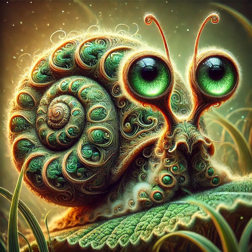 Surreal Snail Sits On A Leaf | DALL-E 3 AI image prompt in m...