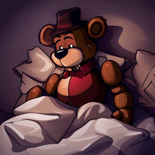 freddy fazbear being all tuckered out in bed - AI Generated Artwork -  NightCafe Creator