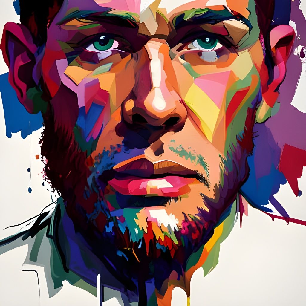 Male portrait, painting style by Francoise Nielly