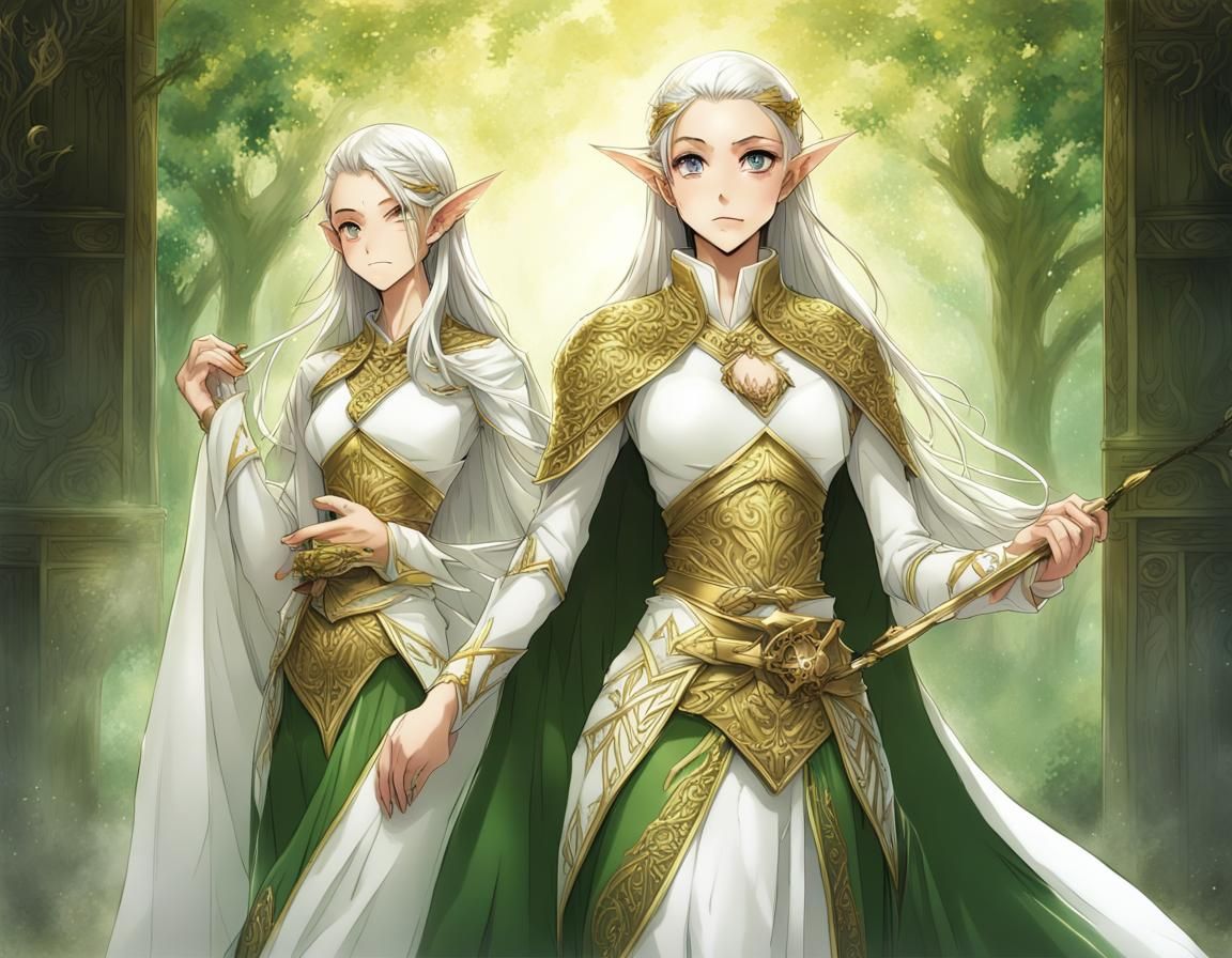 Elven Women in Matching Garments, Anime Key Visual