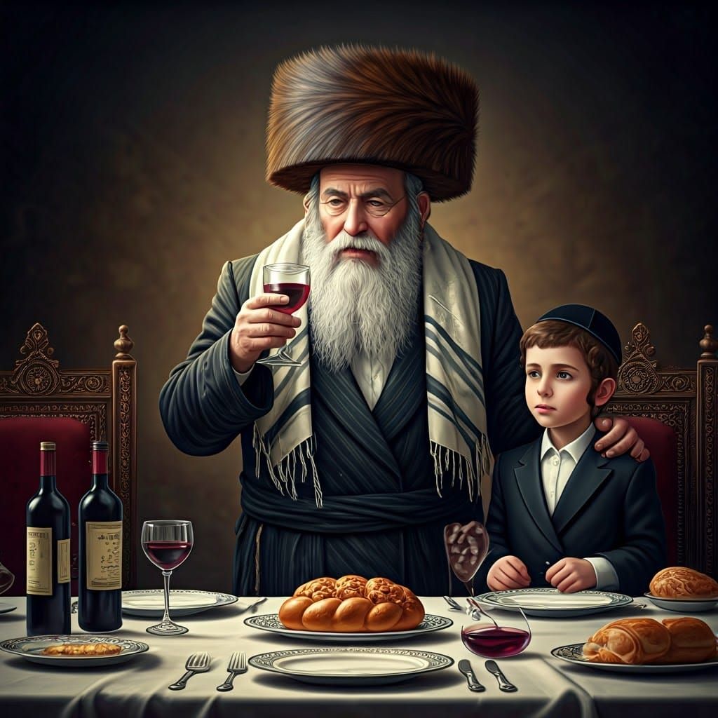 Radiant Jewish Man Blesses Shabbat: Fantasy Concept Art