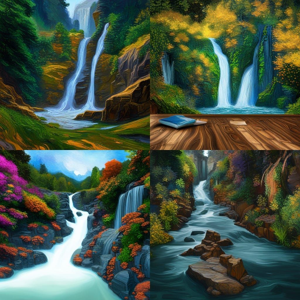 beautiful waterfall with birds