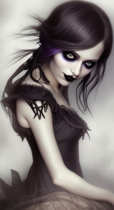 Gothic Witch Portrait in Hyperrealistic Style