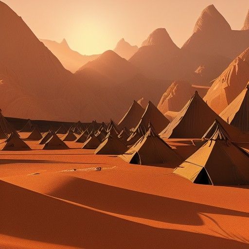 A desert with tribal tents on it