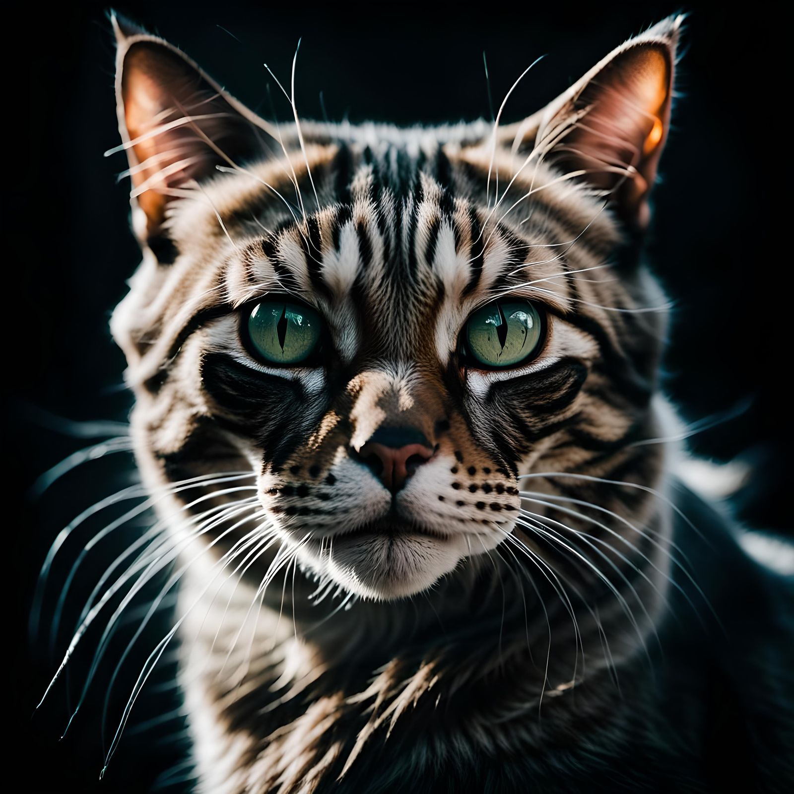a little cat in the style of flowing textures, energetic ges...