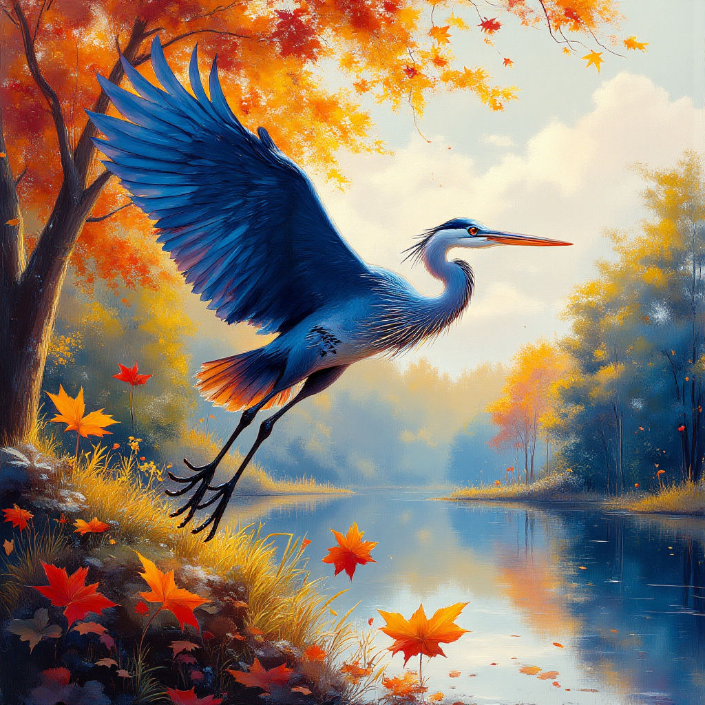 Great Blue Heron in flight #2