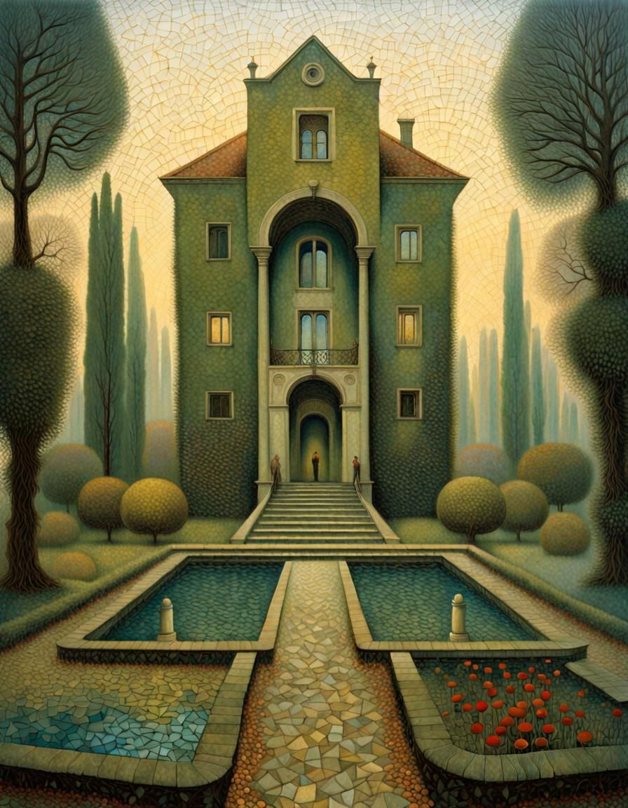 "villa garden, mosaic" Quintel Beksiński   by @shs_kenya