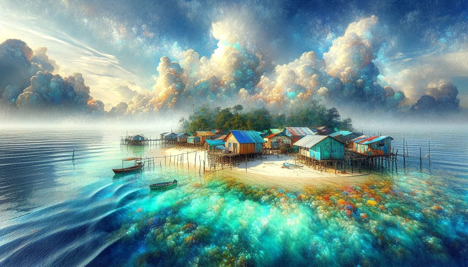 Fishing-shacks island