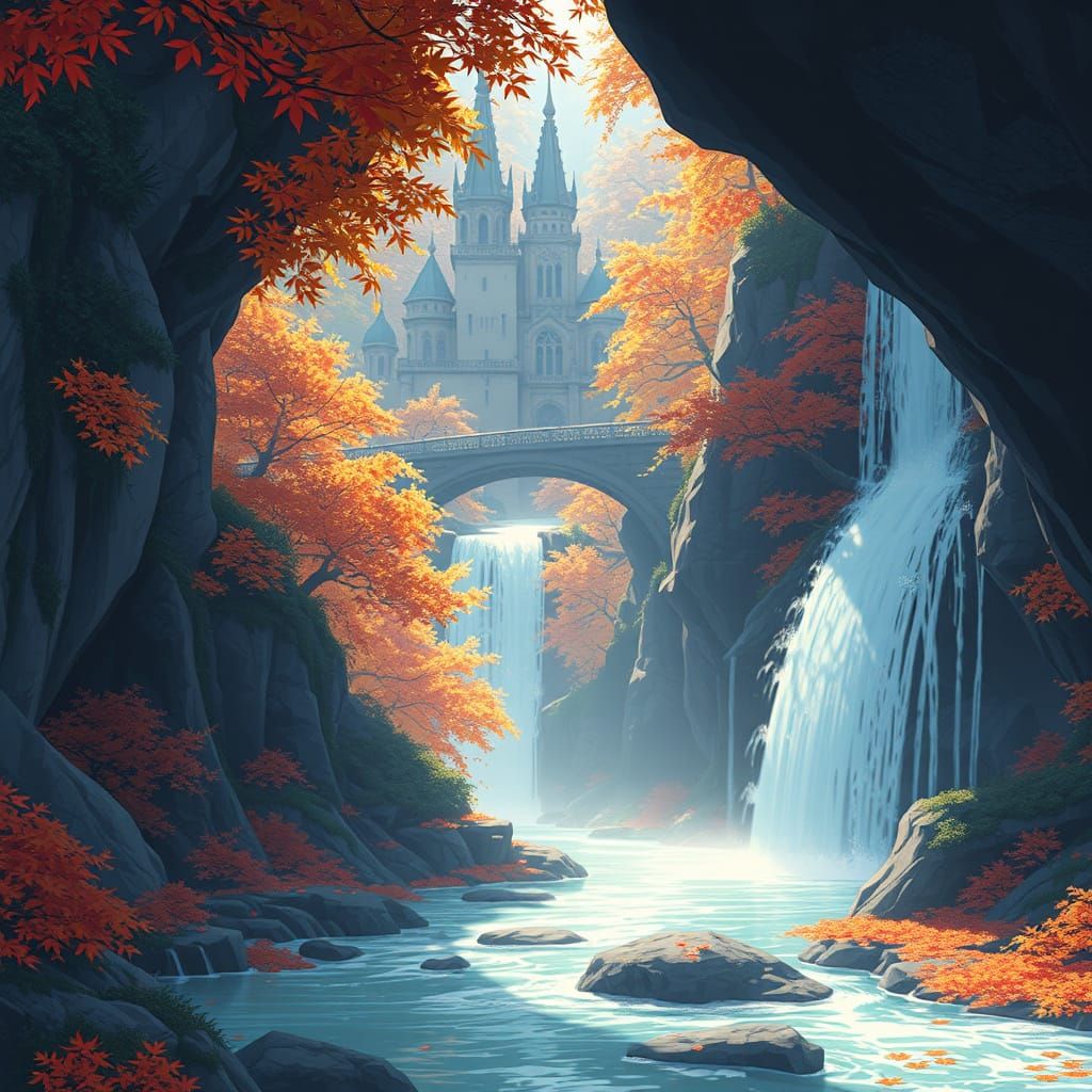 playstation 1 screenshot autumn waterfall from castle