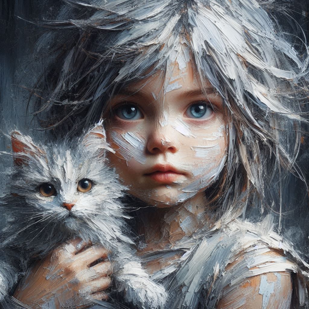 A Girl With Her Cat 3