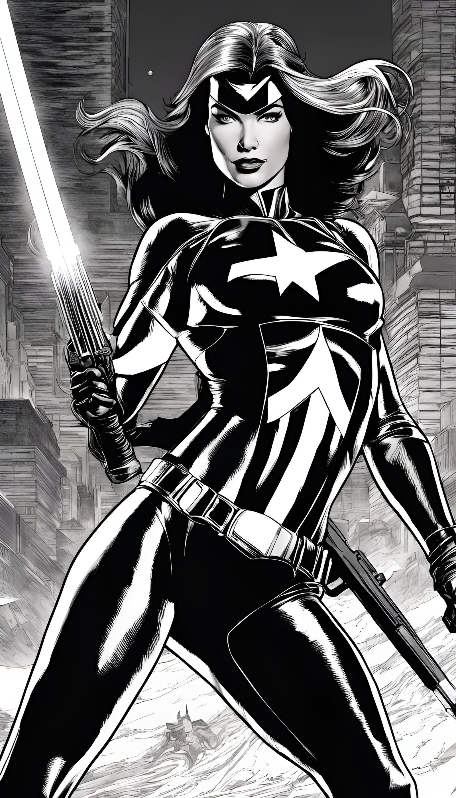 Epic comic book cover by Frank Miller, Carol Ferris, Star Sapphire