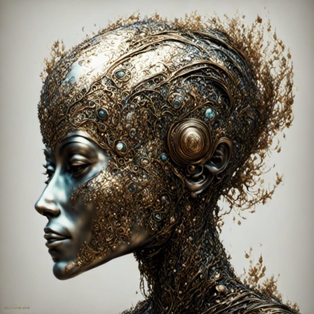 robot /cyborg decorated like a fabergé item <lora:Inconceiva...