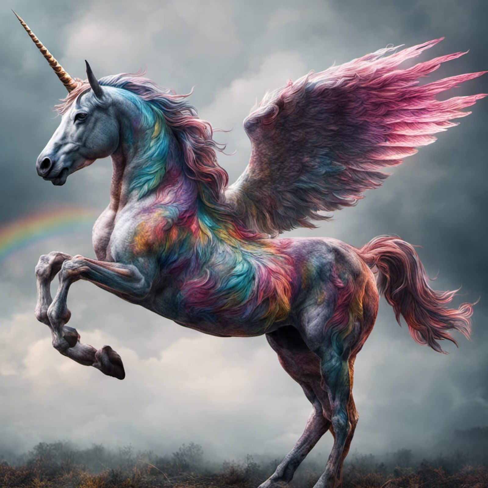 realistic unicorn with wings