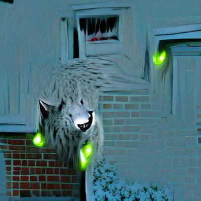 A pack of cyberwolves roam the streets of the city