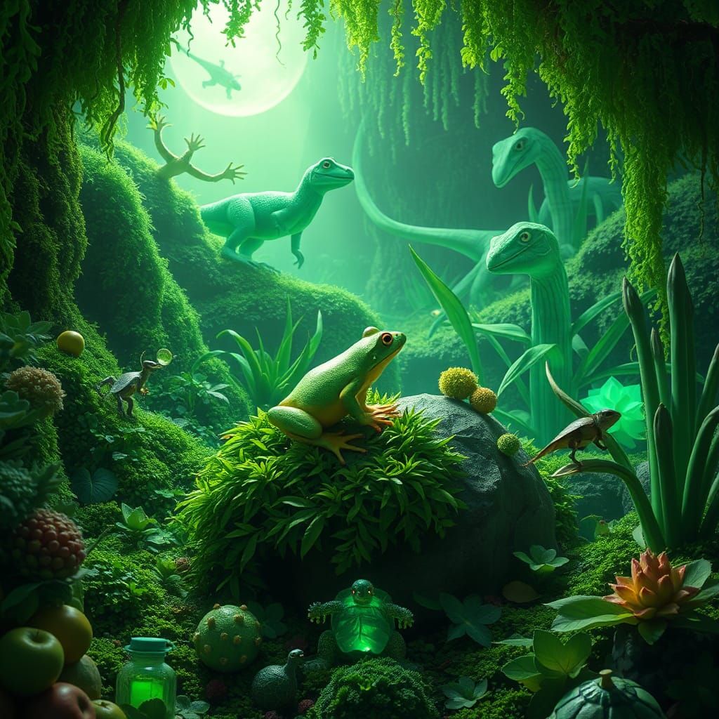 Green frog Green moss Green Apple Green leaves Green algae G...