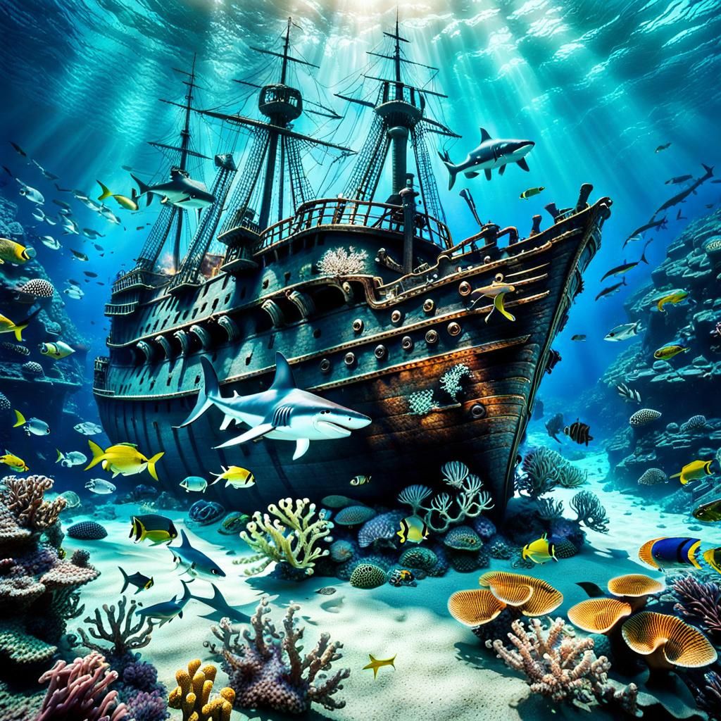 Underwater Shipwreck  by @Mad Piece Maker