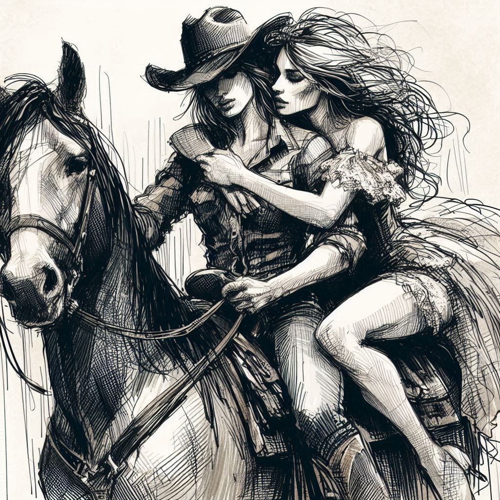 A sketch in the sadle