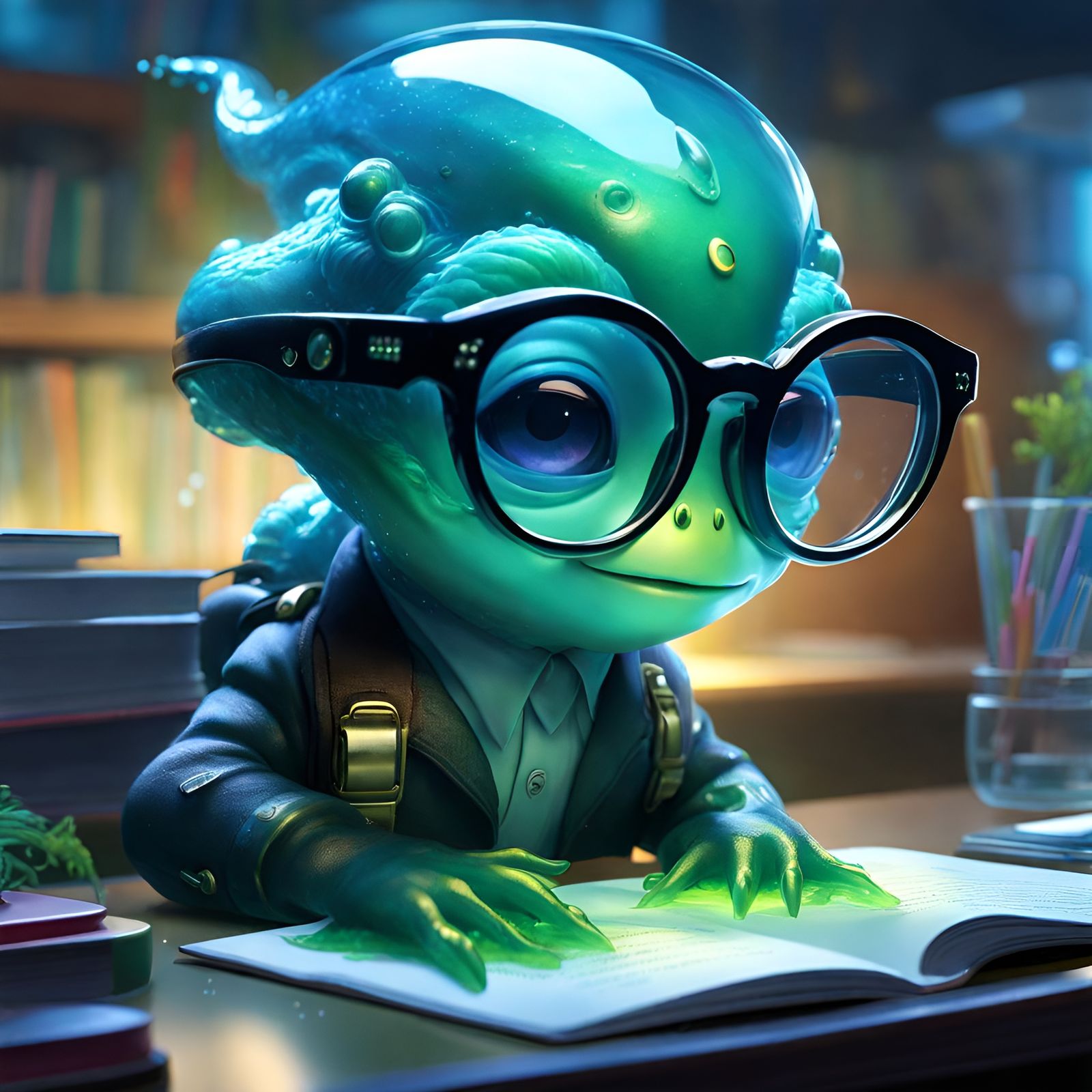 Cute Water Monster Student