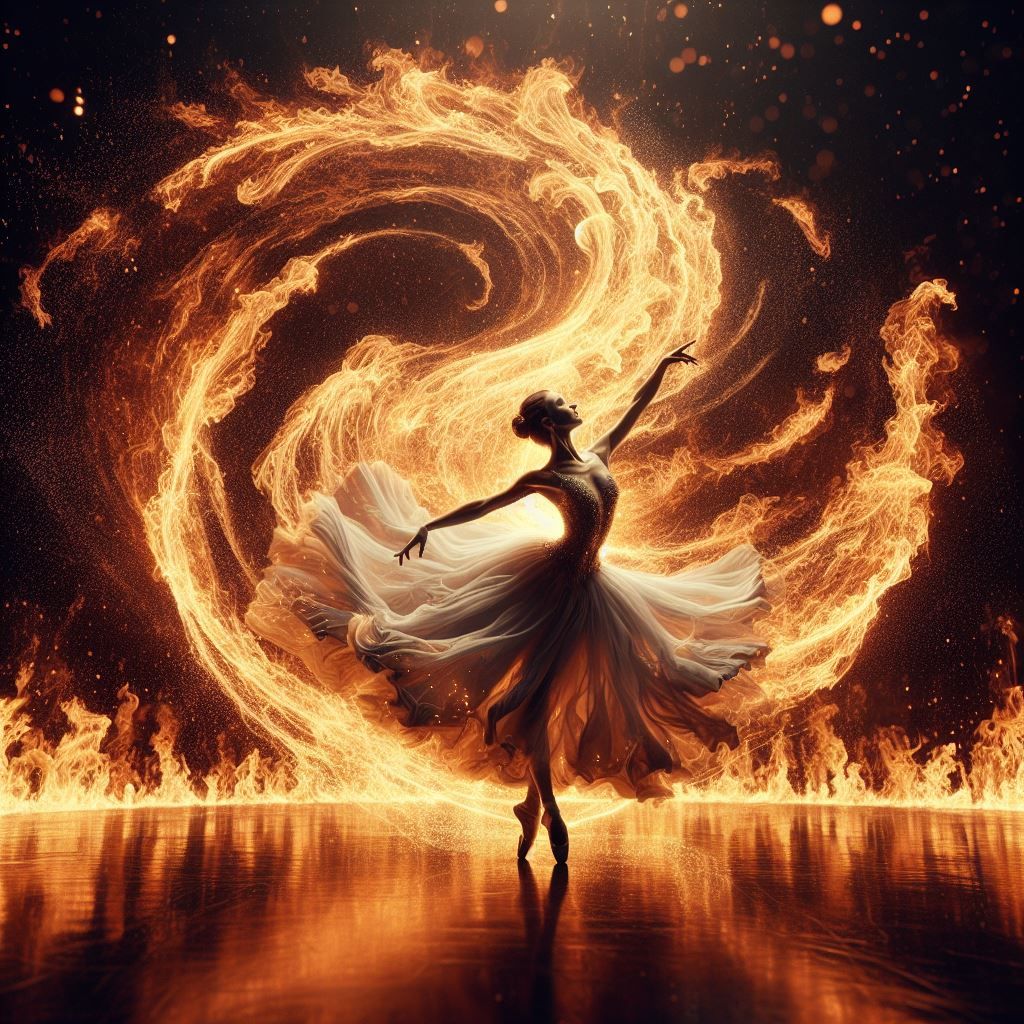 A Ballerina Gracefully Pirouettes Amidst Swirling Flames - AI Generated ...