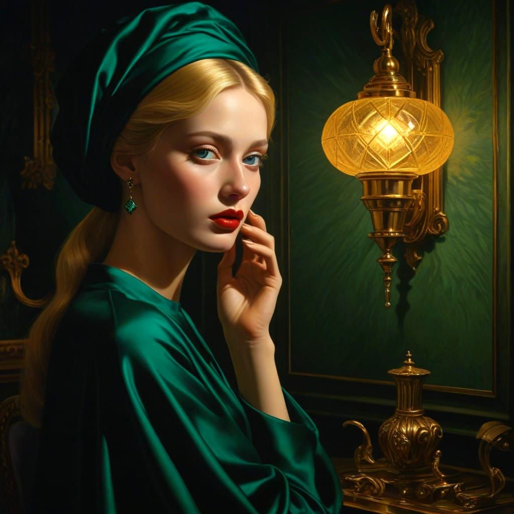 Surreal Dream Goddess in Midnight Gold