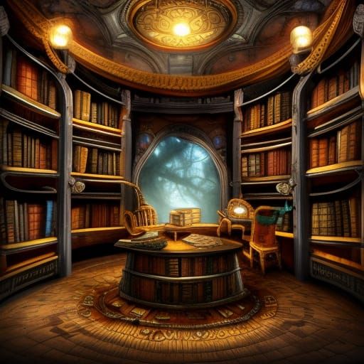 Steampunk library - AI Generated Artwork - NightCafe Creator