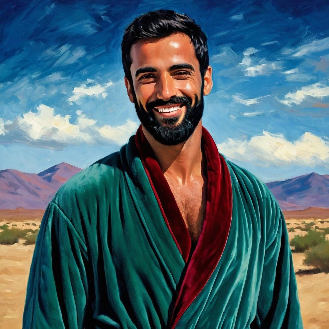Desert ·    A  handsome joyous bearded man