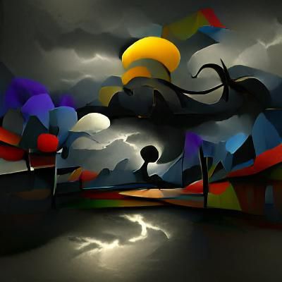 Lightning Behind Dark Clouds