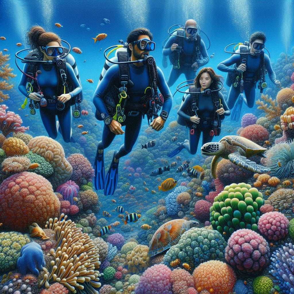 Studying the coral reefs