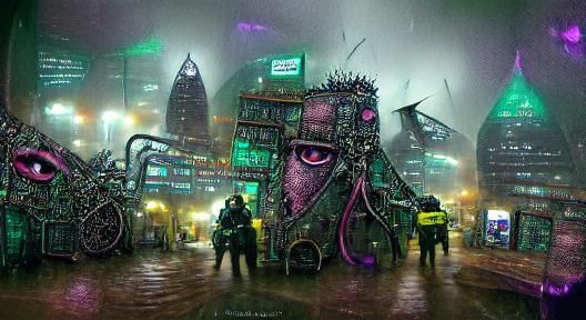 Lovecraft cyberpunk city