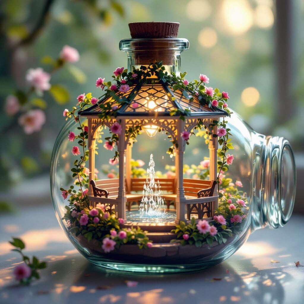 Gazebo in a Bottle: a Hyperrealistic Miniature Scene