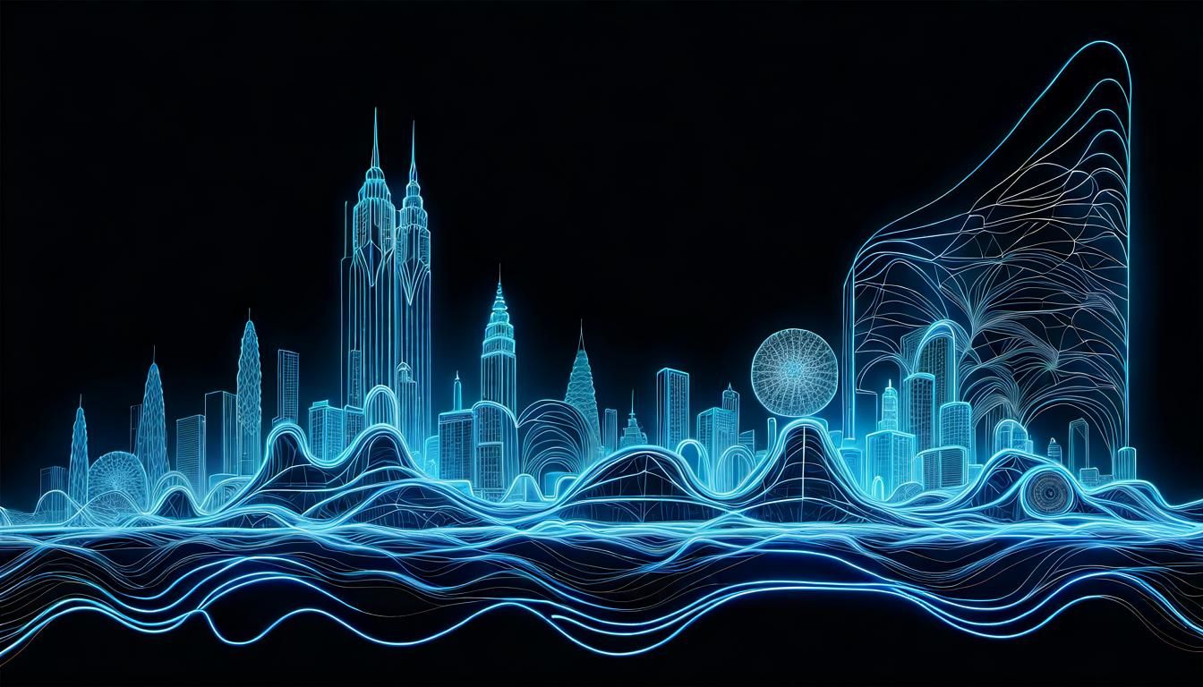 glasgow city centre line drawing in the style of an electric...