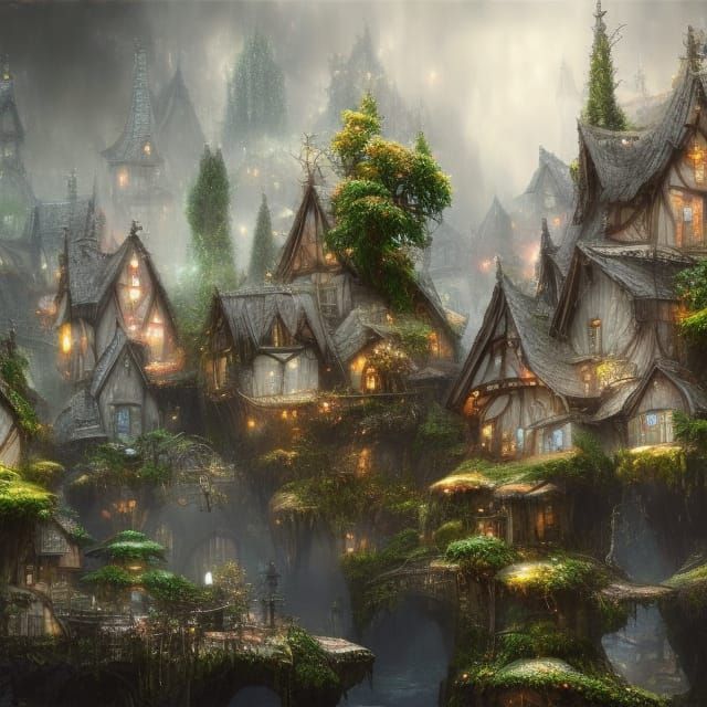 Misty village series - AI Generated Artwork - NightCafe Creator