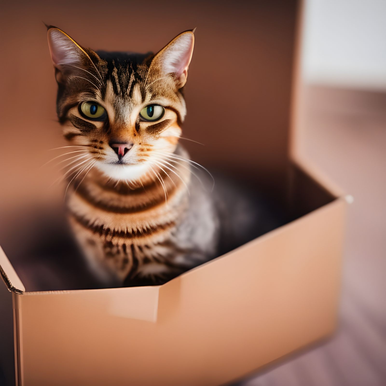 Tabby cat in a box, animal photography, Professional photogr...