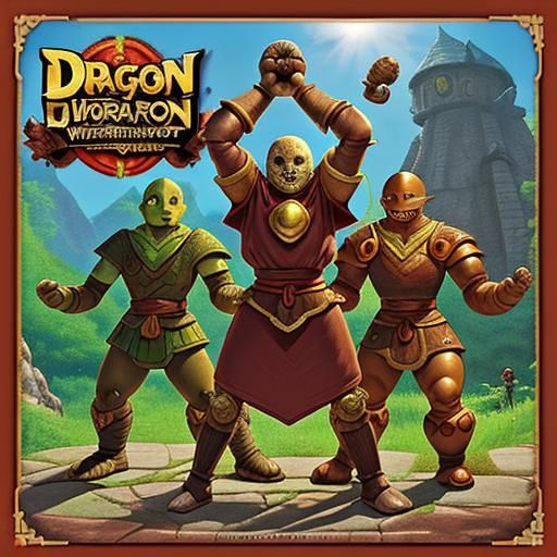 dragon warrior iv box cover art style golem and warrior