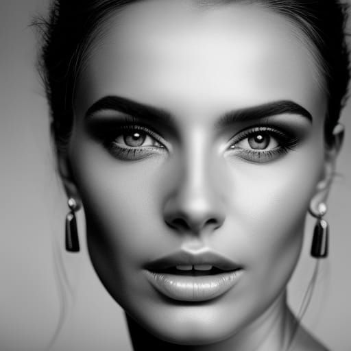 beautiful Woman, b&w portrait - AI Generated Artwork - NightCafe Creator