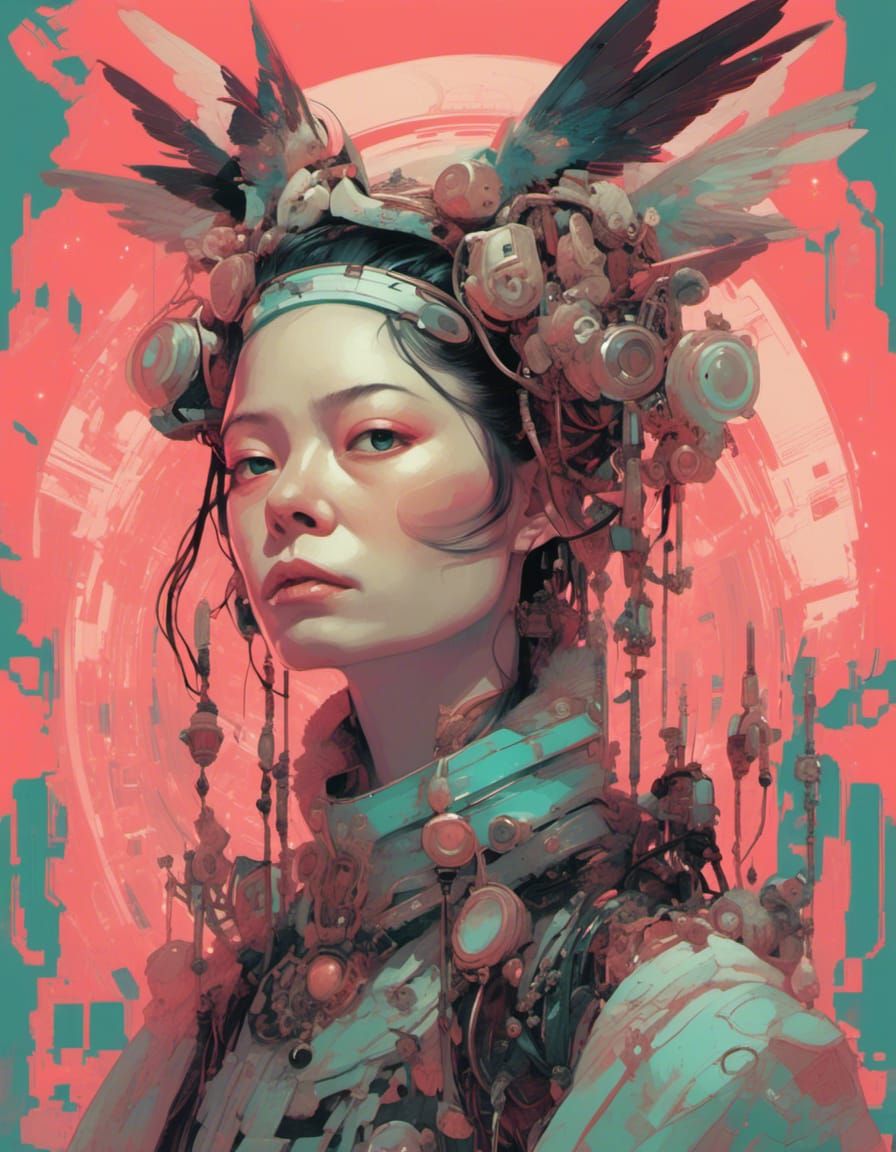 <lora:CyberCore:1.0> :: digital illustration :: portrait