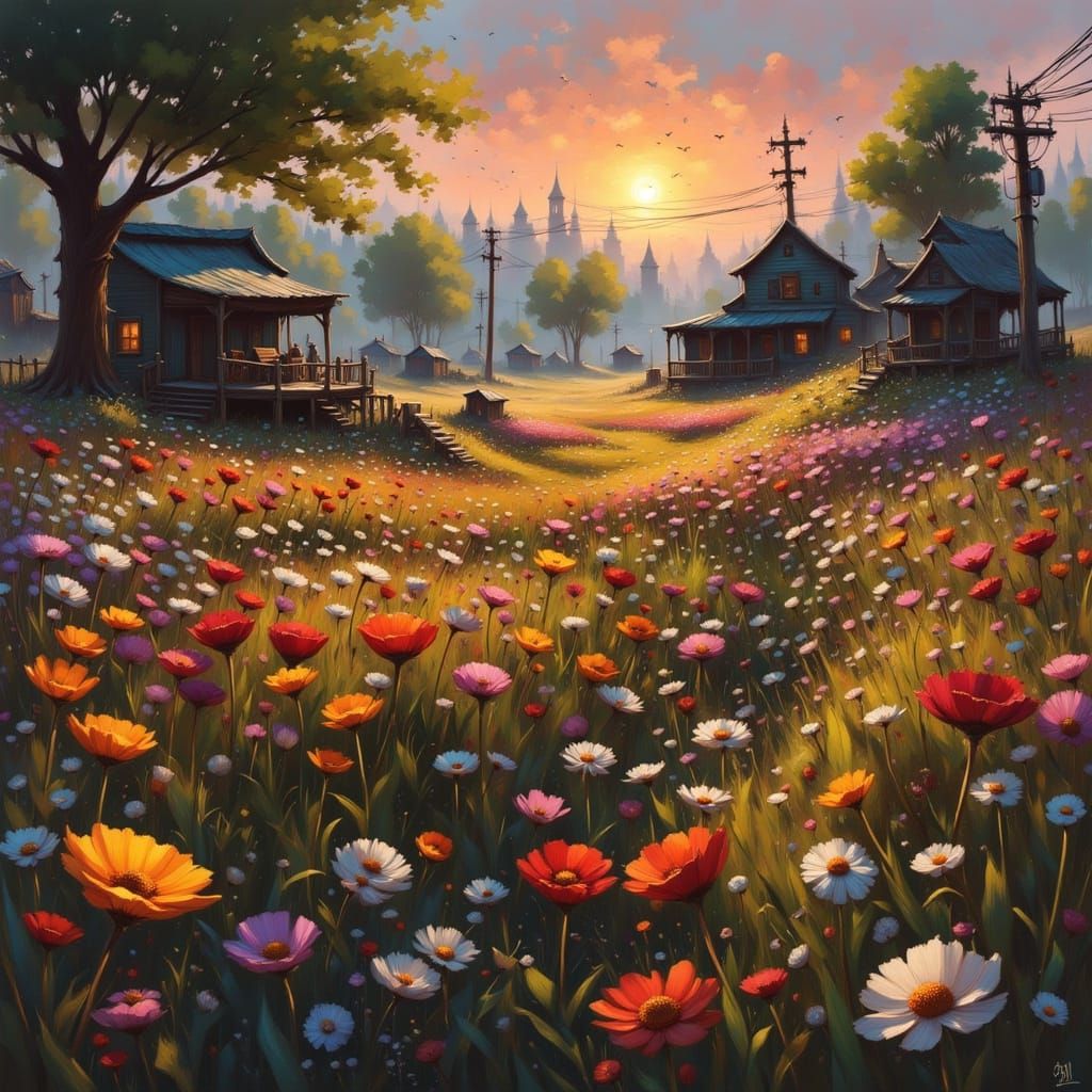 Mystical Lora Landscape in Cyberpunk Style