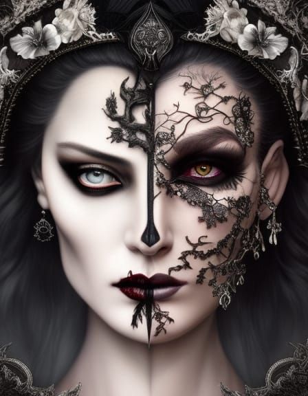 Gothic Witch Portrait with Intricate Details