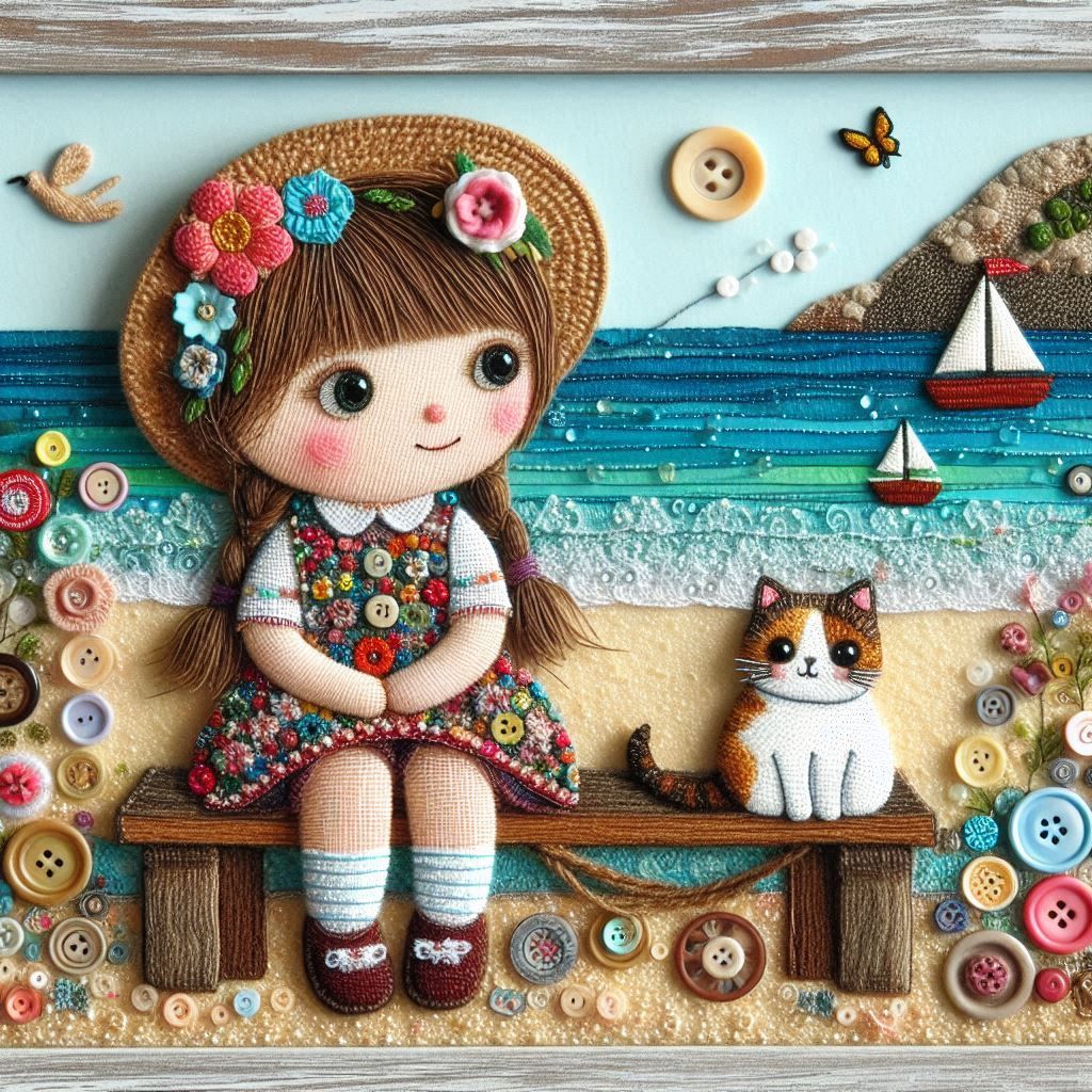 cute girl and her cat.