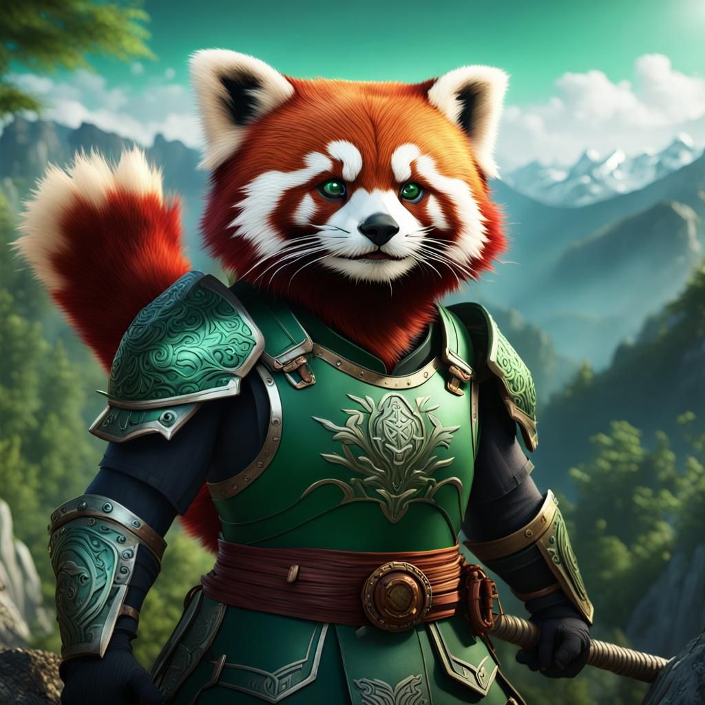 Emerald Red Panda Warrior - AI Generated Artwork - NightCafe Creator