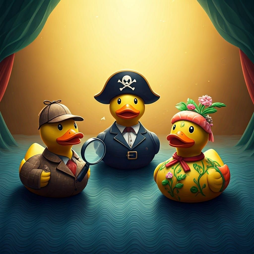 Imagine a whimsical world where rubber ducks take on unexpected roles! A detective rubber duck with a ...  by @FastCSI