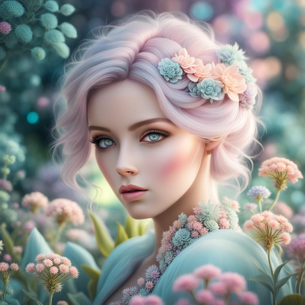 Pastel Color Palette: Fractal garden in pastel colors Professional photography, bokeh, natural lighting, ...  by @Lennis