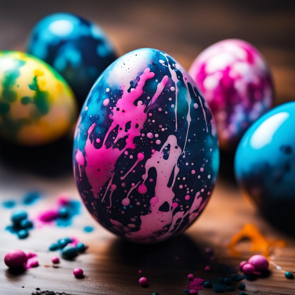 Easter Egg with Ink splatter art
