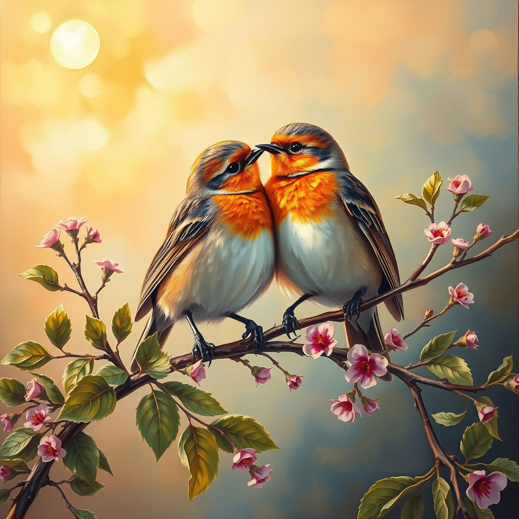 Songbirds in Oil Paint: A Tender Moment