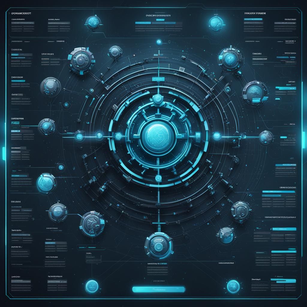 Organizational chart, blue, cyan, unknown planet, light sens...
