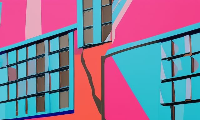 Colourful comic abstract buildings. Pink and blue. professio...