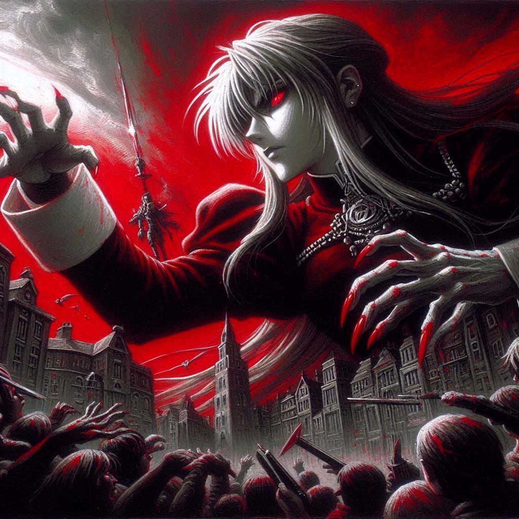Hellsing, Victoria Seras attacking Millennium's Base of Oper...