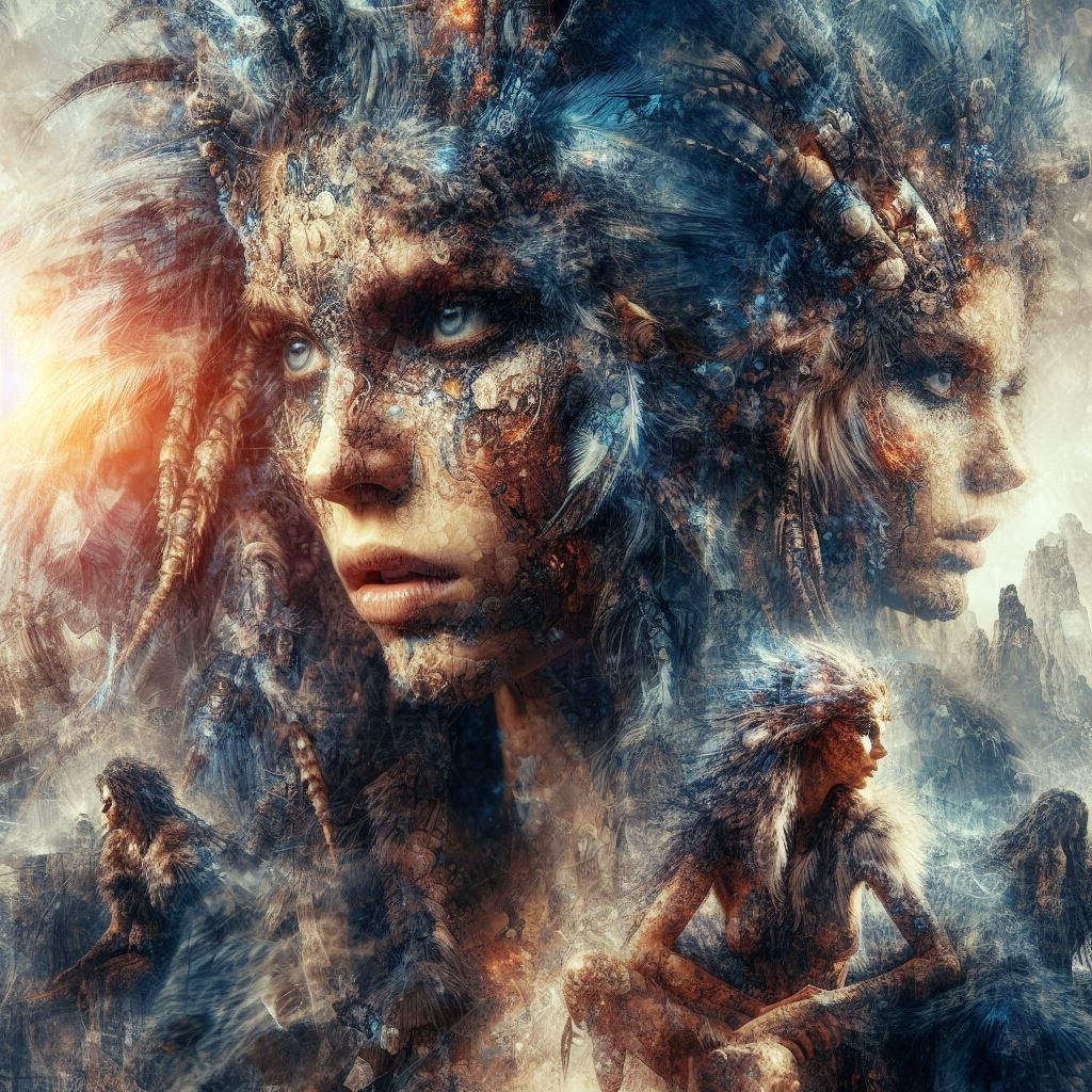 double exposure beautiful fantasy portrait landscape..