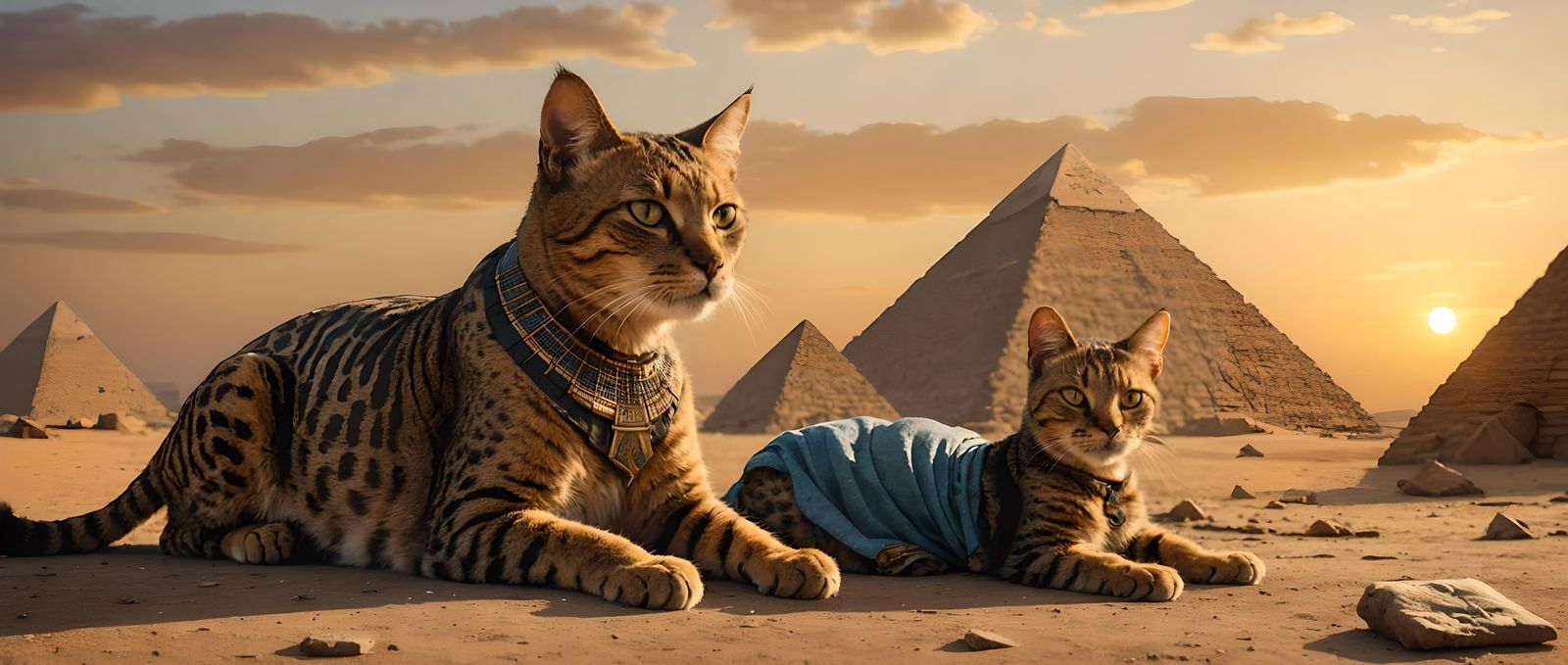 realistic cat laying on the ground, looking away, a African ...