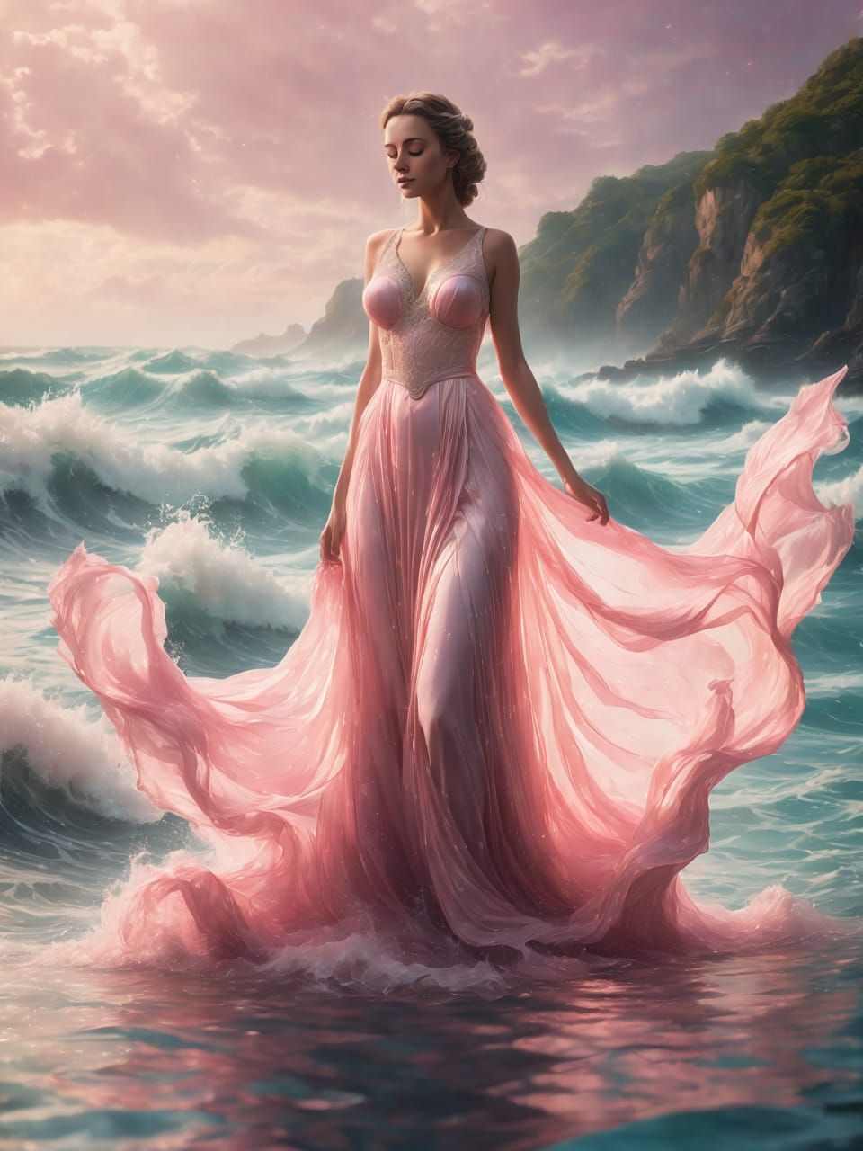 Woman in the waves 5